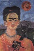 Frida Kahlo Self-Portrait with Diego on My Breast and Maria on My Brow oil painting artist